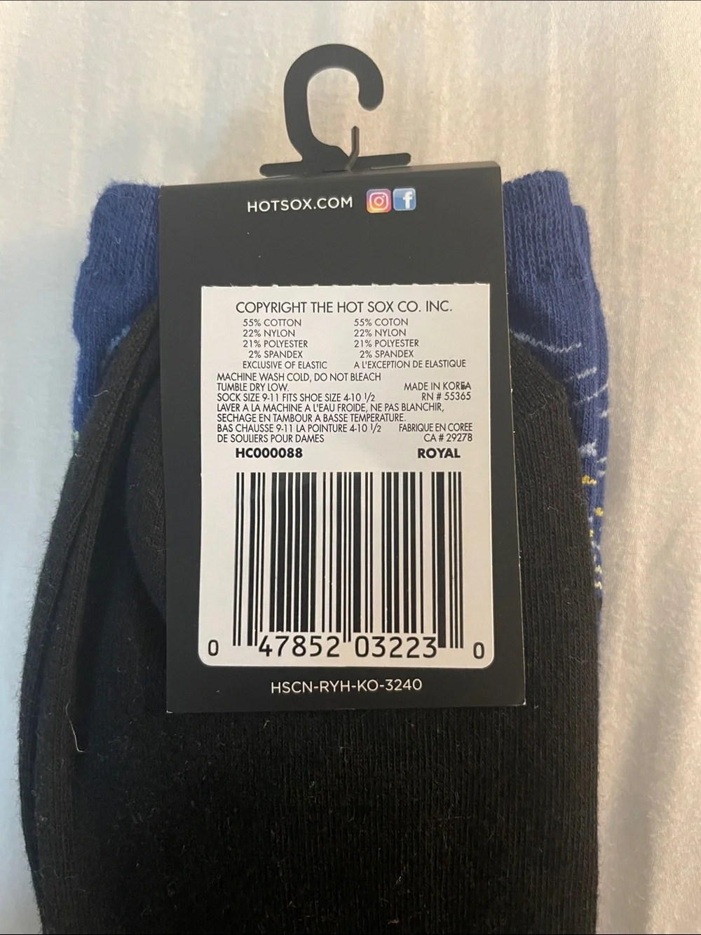Hot Sox Starry Night Crew Socks - Blue, Yellow & Black